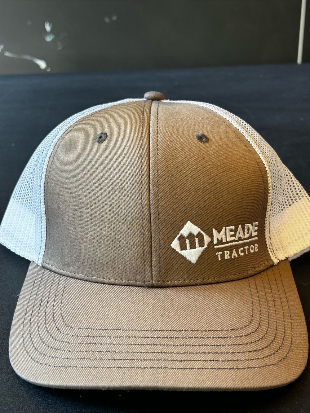 Brown & White Trucker Hat - Embroidered Logo